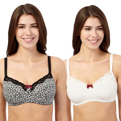 Miriam Stoppard Nurture Pack of two cream polka dot and floral maternity bras